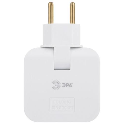 Разветвитель электрический 2-м 10А SPF-2-FL-USBC 2USB A+C поворотн. бел. Эра Б0069090