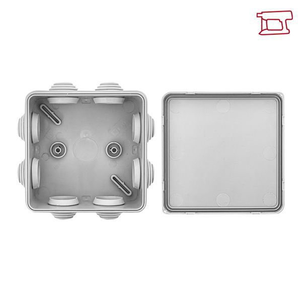 Коробка распределительная КМР-030-031 85х85х40 IP55 с крышкой для прямого монтажа 8 мембранных вводов сер. розн. стикер EKF plc-kmr-030-031-r