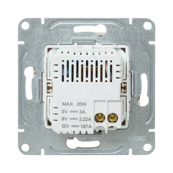 Розетка 2-м СП Эпика USB-C механизм крем. EKF UP1-SOI-2USBC