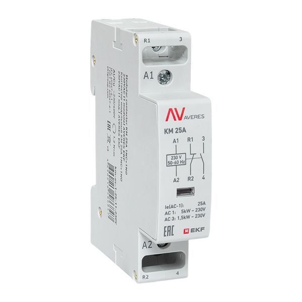 Контактор модульный КМ 25А 1NC+1NO 230VAC (1 мод.) AVERES EKF km-av-1-25-11-230V