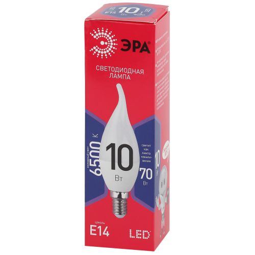 Лампа светодиодная RED LINE LED BXS-10W-865-E14 R 10Вт BXS свеча на ветру 6500К холод. бел. E14 Эра Б0045343