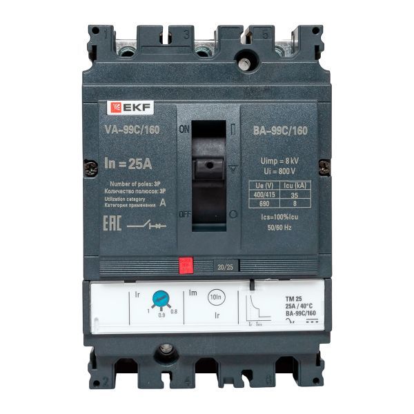Выключатель автоматический 3п 160/25А 36кА ВА-99C Compact NS PROxima EKF mccb99C-160-25