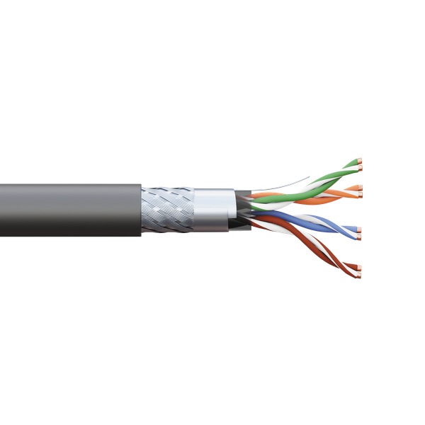 Кабель витая пара SF/UTP кат.5E 4 пары 19х0.1мм 26AWG для промышлен. Ethernet оболочка полиуретан -40град.C – +80град.C черн. (уп.500м) TERACOM PRO EKF TRP-5ESFU-04PU-BK-OIE5