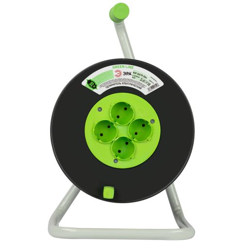 Удлинитель на пластик. катушке 4х20м без заземл. 6А IP20 GREEN LINE KAT-2x0.75-20m ПВС 2х0.75 Эра Б0065069