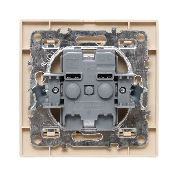 Розетка 1-м СП Минск 16А IP44 с заземл. защ. шторки с крышкой беж. EKF ERR16-029-200-44
