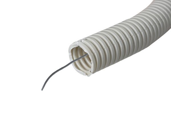 Труба гофрированная ПВХ d40мм с протяжкой сер. (уп.15м) Plast PROxima EKF tg-z-40