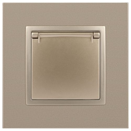 Розетка 1-м СП Эра Elegance 14-2103-04 16А IP20 16AX 250В 2P+E Schuko защ. шторки с крышкой шампань Эра Б0034281