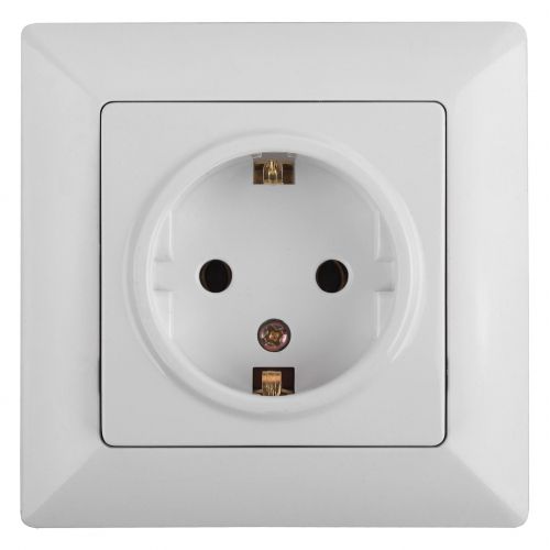 Розетка 1-м СП Solo 4-202-01 16А 250В IP20 2P+E Schuko с заземл. бел. Intro Б0053649