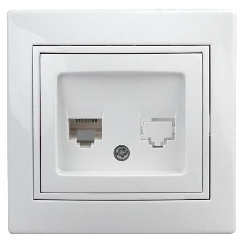 Розетка телефонная 1-м СП Plano 1-302-01 RJ11 IP20 бел. Intro Б0027619