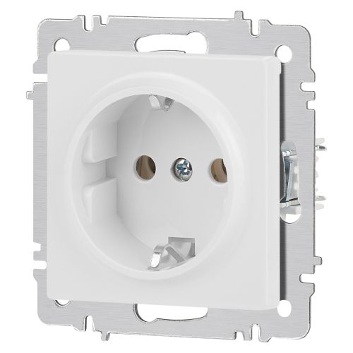 Розетка 1-м СП Accent 6-202-01 16А IP20 250В 2P+E Schuko AL/CU бел. Intro Б0063678