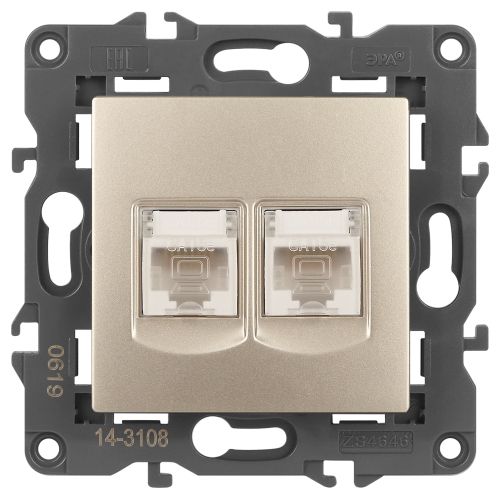 Розетка компьютерная 2-м Elegance 14-3108-04 RJ45 IP20 механизм шампань Эра Б0034311