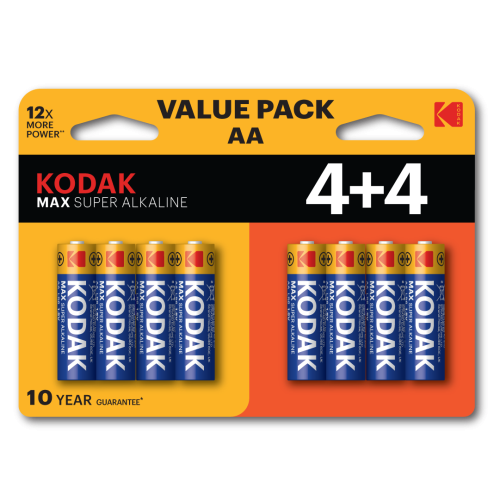 Элемент питания алкалиновый AA/LR6 1.5В MAX SUPER Alkaline (блист.8шт) 30419902 KODAK Б0057080