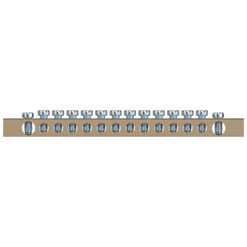 Шина NO-122-06 PEN "земля-ноль" 6х9мм 14/2 с креплениями по краям латунь ЭРА Б0047220
