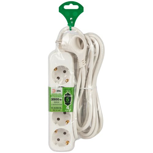 Удлинитель 4х5м с заземл. 16А IP20 GREEN LINE UDL-16-450-E ПВС 3х1 Эра Б0065062