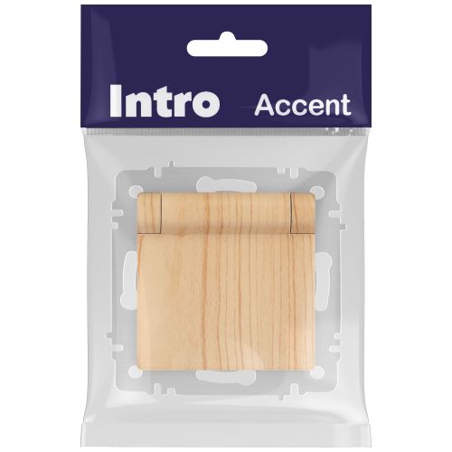 Розетка 1-м СП Accent 6-203-11 16А IP20 250В 2P+E Schuko с крышкой AL/CU сосна Intro Б0063479