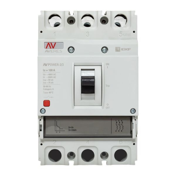 Выключатель автоматический 100А 80кА AV POWER-2/3 TR AVERES EKF mccb-23-100H-TR-av