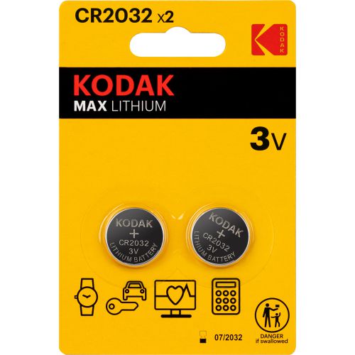 Элемент питания литиевый CR2032 MAX Lithium (блист.2шт) 30417687-RU1 KODAK Б0037004