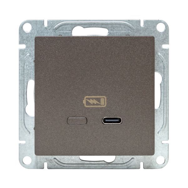 Розетка СП Эпика USB-C быстрая механизм мокко EKF UP1-SOM-USBCF