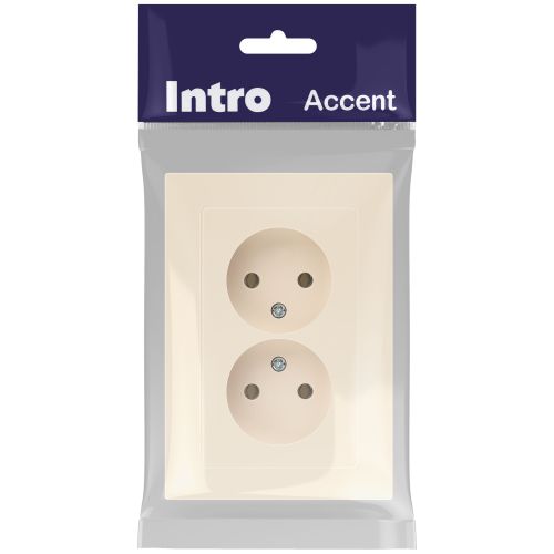 Розетка 2-м СП Accent 6-204-02 16А IP20 250В 2P AL/CU сл. кость Intro Б0063474