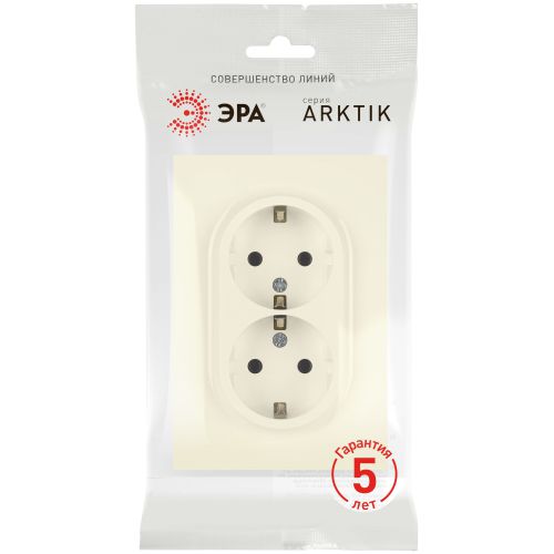 Розетка 2-м СП Arktik 16А IP20 250В с заземл. со шторками сл. кость 16-2105-02 Эра Б0070455