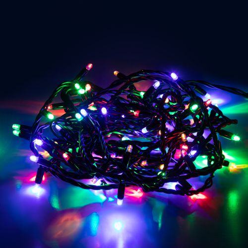 Гирлянда светодиодная "Нить" 10м 100LED мультиколор IP65 новогодняя провод черн. ПВХ (без шнура питания) ERAPS-PM10 Эра Б0056016