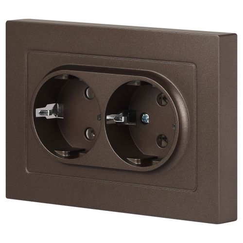 Розетка 2-м СП Accent 6-205-08 16А IP20 250В 2P+E Schuko AL/CU бронза Intro Б0063498