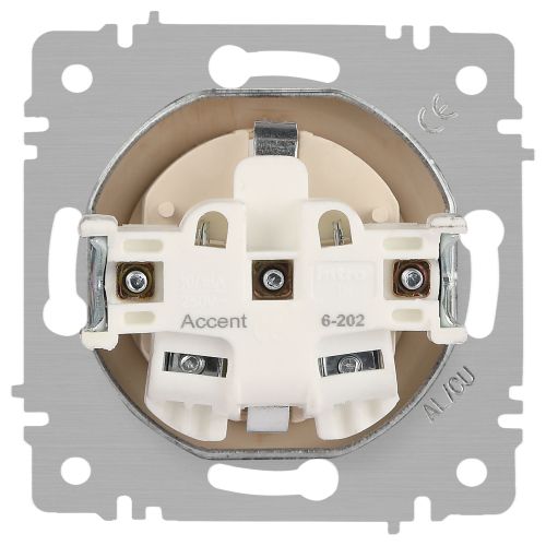 Розетка 1-м СП Accent 6-202-03 16А IP20 250В 2P+E Schuko алюм. Intro Б0063686