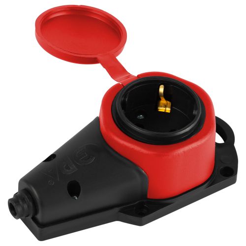 Колодка 1-м с заземл. 16A IP44 KX-1e-RED-IP44 каучук. красн. Эра Б0068412