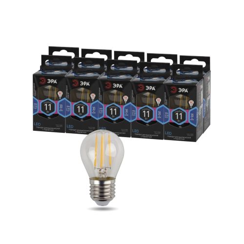 Лампа светодиодная филаментная F-LED P45-11W-840-E27 11Вт P45 шар 4000К нейтр. бел. E27 Эра Б0047015