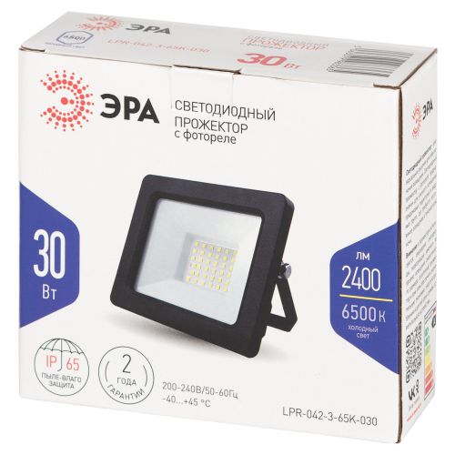 Прожектор светодиодный LPR-042-3-65K-030 30Вт 6500К 2400лм IP65 с встроен. фотореле Эра Б0064443