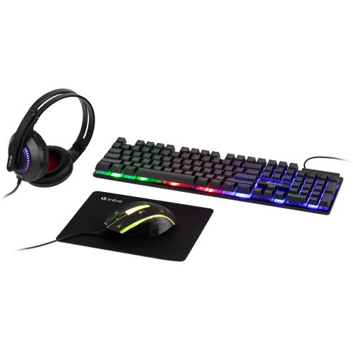 Комплект клавиатура и мышь DX850 игровые 1200-3600dpi + коврик + гарнитура черн. Intro Б0056141
