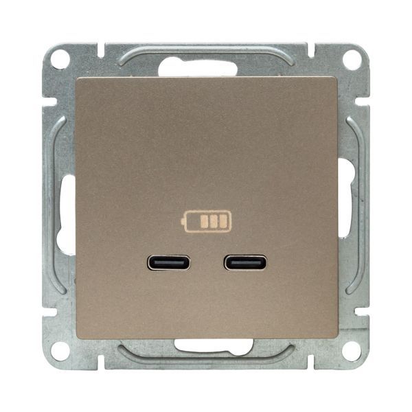 Розетка 2-м СП Эпика USB-C механизм шампань EKF UP1-SOC-2USBC