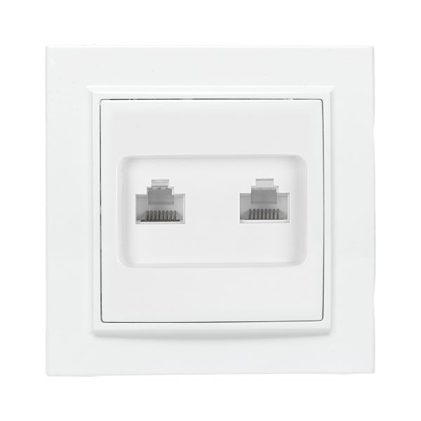 Розетка компьютерная + телефонная 2-м СП Минск RJ45 + Phone бел. Basic EKF ERK00-135-10