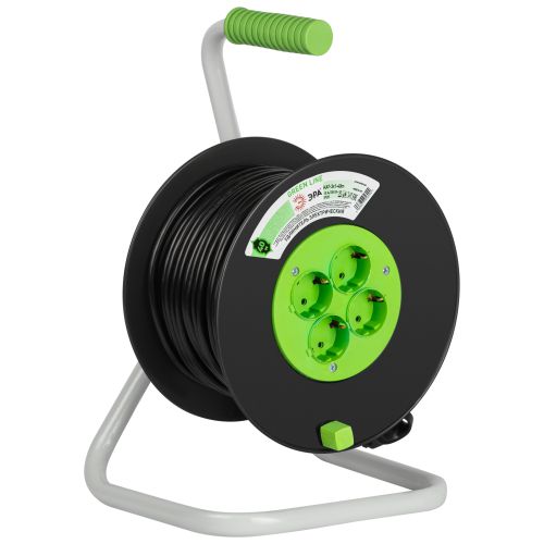 Удлинитель на пластик. катушке 4х40м с заземл. 10А IP20 GREEN LINE KAT-3x1-40m ПВС 3х1 Эра Б0065116