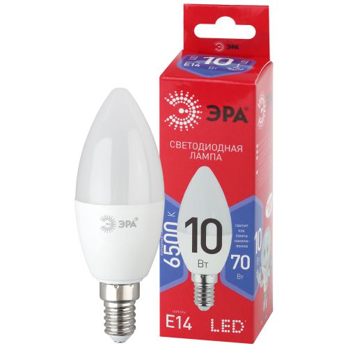 Лампа светодиодная RED LINE LED B35-10W-865-E14 R 10Вт B35 свеча 6500К холод. бел. E14 Эра Б0045337