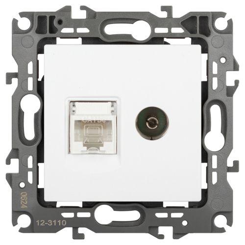 Розетка компьютерная + телевизионная Эра12 12-3110-01М RJ45 + TV бел. матов. Эра Б0065691