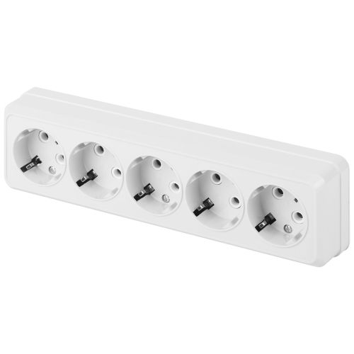 Розетка 5-м ОП Quadro 2-210-01 16А IP20 5х2P+E 250В с заземл. бел. Intro Б0053856