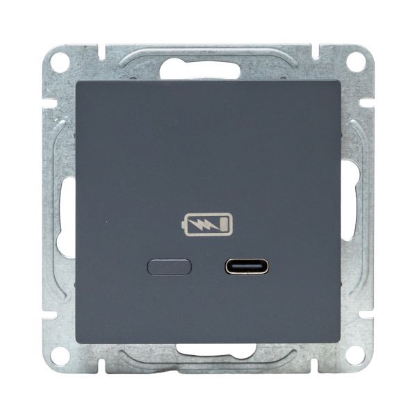 Розетка СП Эпика USB-C быстрая механизм графит EKF UP1-SOG-USBCF