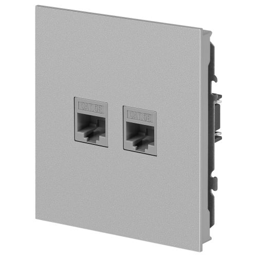 Розетка информационная 2-м СП Arktik RJ45 16А IP20 250В алюм. 16-3108-03 Эра Б0070486