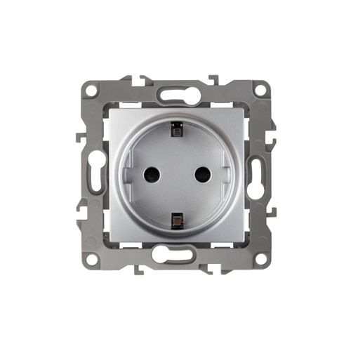 Розетка 1-м СП Эра12 12-2101-03 16А IP20 16AX 250В 2P+E Schuko механизм алюм. Эра Б0014677