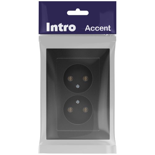 Розетка 2-м СП Accent 6-204-05 16А IP20 250В 2P AL/CU антрацит Intro Б0063465