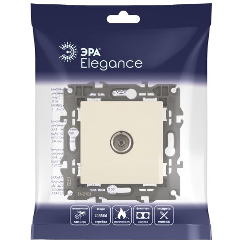 Розетка телевизионная одиночная TV 1мод. Elegance 14-3101-02 IP20 сл. кость Эра Б0034291