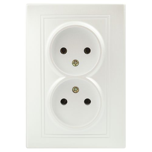 Розетка 2-м СП Plano 1-204-06 16А IP20 250В 2х2P перламутр Intro Б0053912