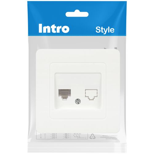 Розетка компьютерная 1-м СП Style 7-303-01 RJ45 бел. Intro Б0060649