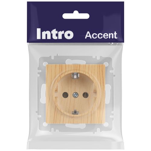 Розетка 1-м СП Accent 6-202-11 16А IP20 250В 2P+E Schuko сосна Intro Б0063706