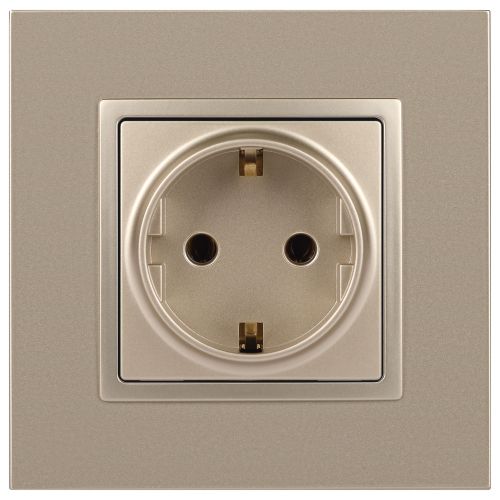 Розетка 1-м СП Эра Elegance 14-2102-04 16А IP20 16AX 250В 2P+E Schuko защ. шторки шампань Эра Б0034275