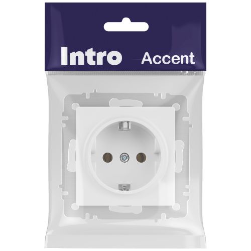 Розетка 1-м СП Accent 6-202-01 16А IP20 250В 2P+E Schuko AL/CU бел. Intro Б0063678