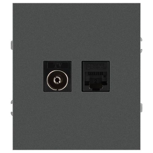 Розетка комбинированная СП Arktik RJ45 + TV 16А IP20 250В графит 16-3110-06 Эра Б0070499