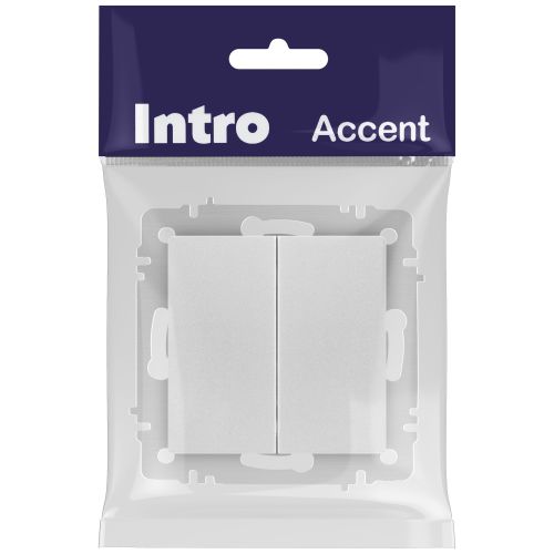 Выключатель 2-кл. СП Accent 6-104-03 10А IP20 250В AL/CU алюм. Intro Б0063484