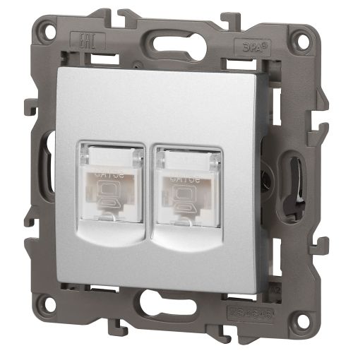 Розетка компьютерная 2-м Elegance 14-3108-03 RJ45 IP20 механизм алюм. Эра Б0034310